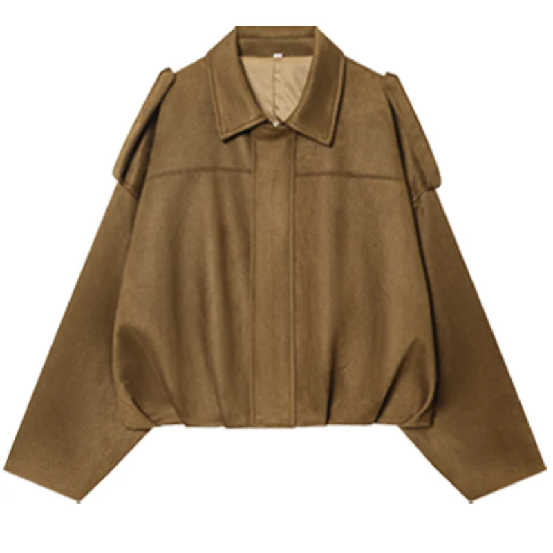 Kort bomberjacka i mockaimitation, oversize