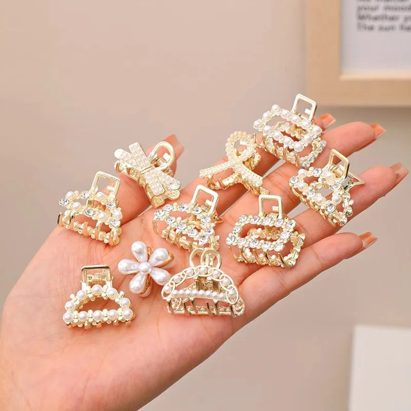 Hårklämmor med strass och pärlor, set