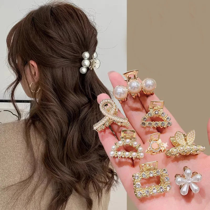 Hårklämmor med strass och pärlor, set
