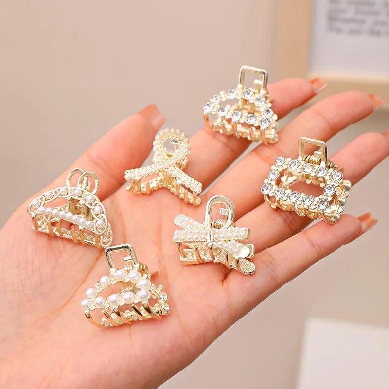 Hårklämmor med strass och pärlor, set
