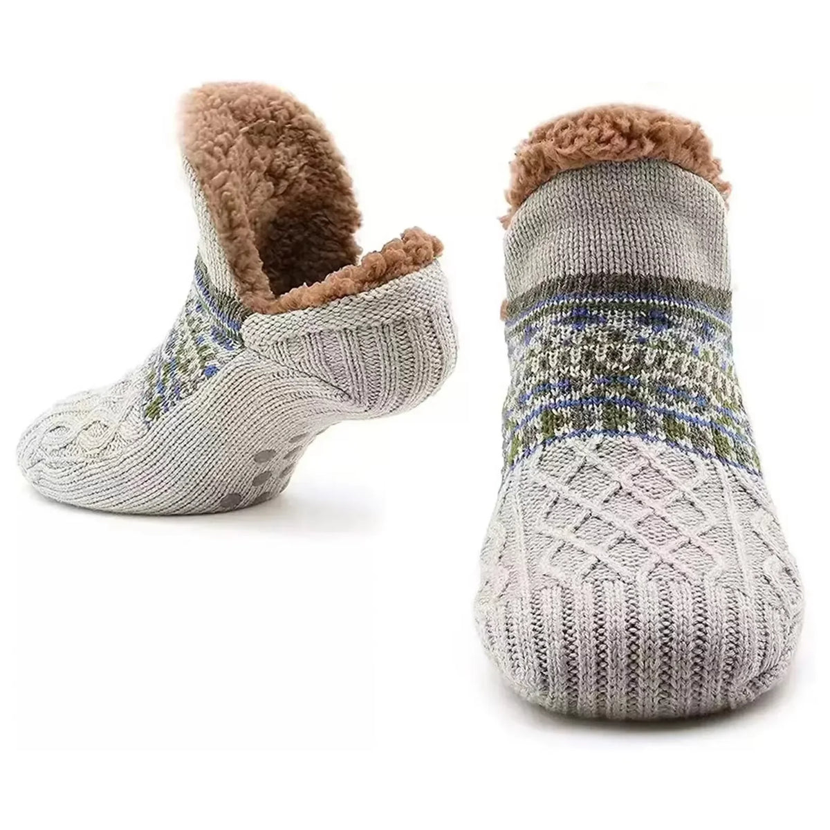 Tofflesockor med fleecefoder och halkskydd