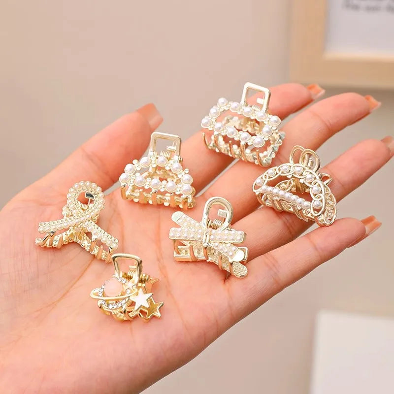 Hårklämmor med strass och pärlor, set