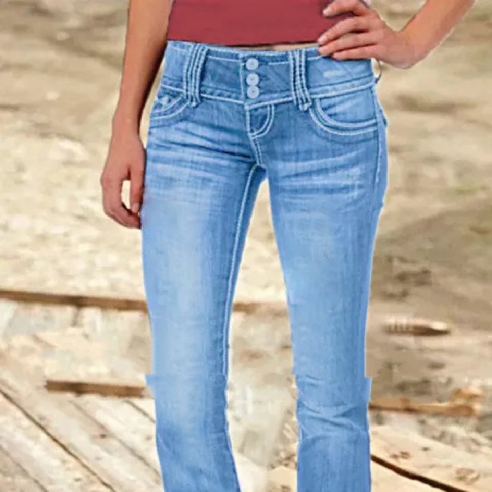 Ljusblå bootcut-jeans med låg midja