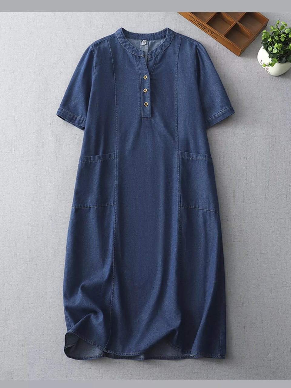 Button Front Denim Shirt Dress