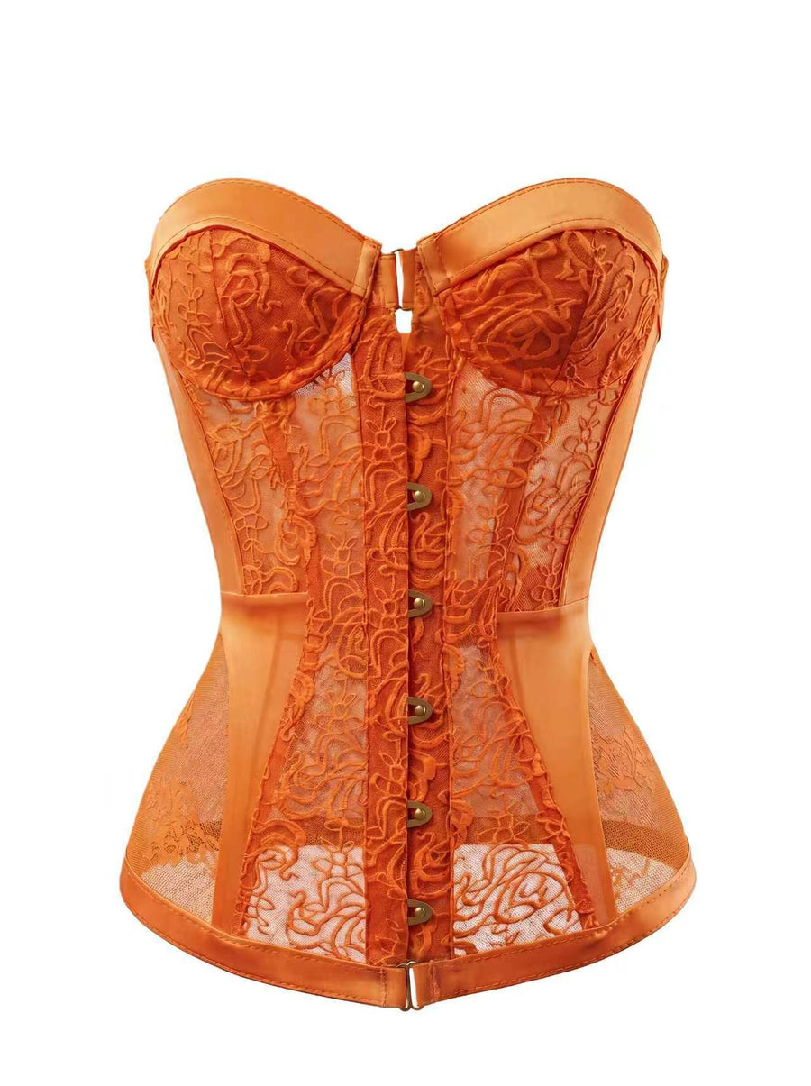 Orange korsettopp i spets