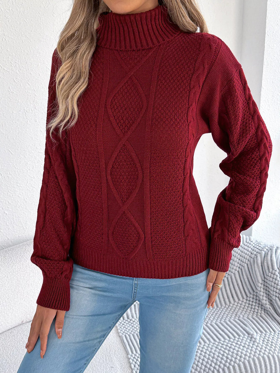 Turtleneck Cable Knit Sweater