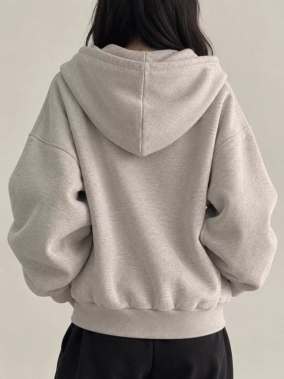 Oversized Zip-Up Cropped Hoodie