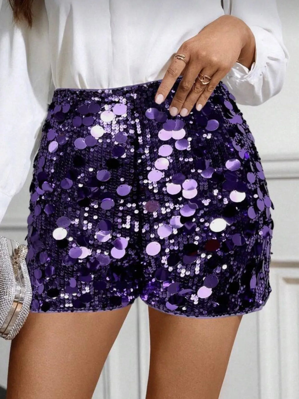 High-Waisted Sequin Shorts
