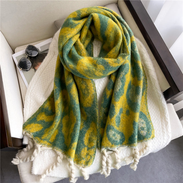 Mjuk pashmina-halsduk i enfärgat
