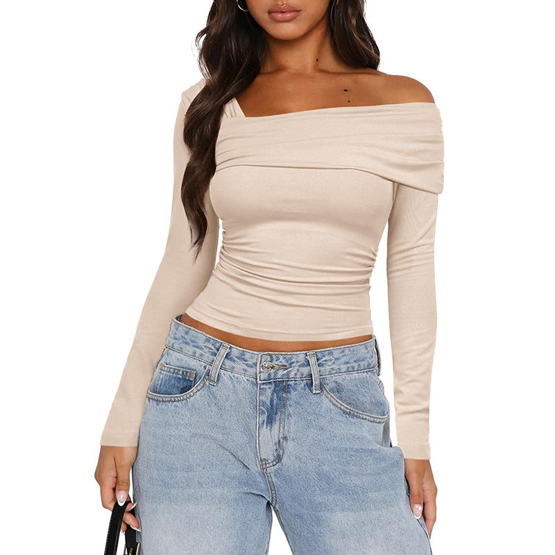 Off shoulder-topp med långa ärmar