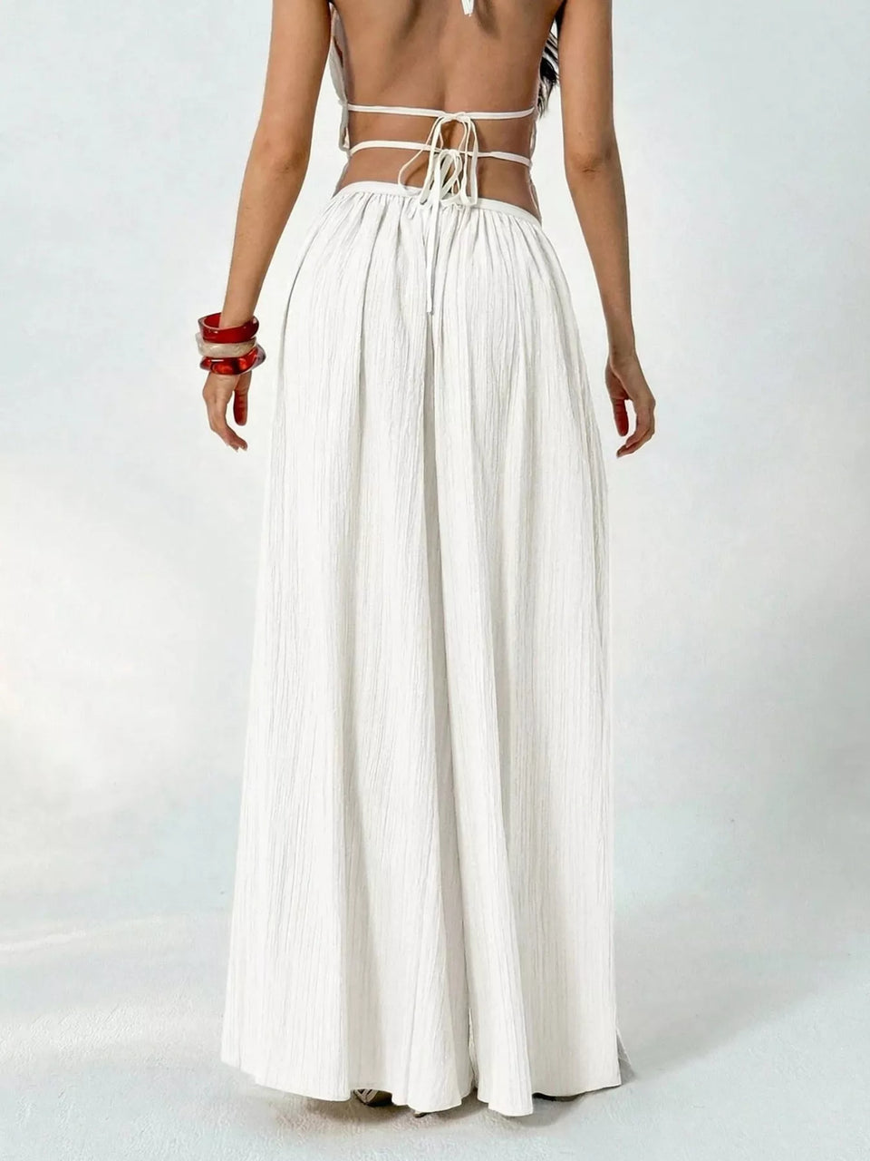 High-Waisted Wide-Leg Pleated Casual Pants
