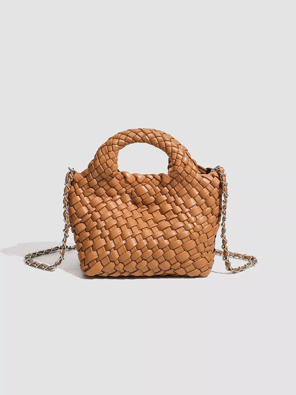 Woven Texture Mini Crossbody Bag with Chain Strap