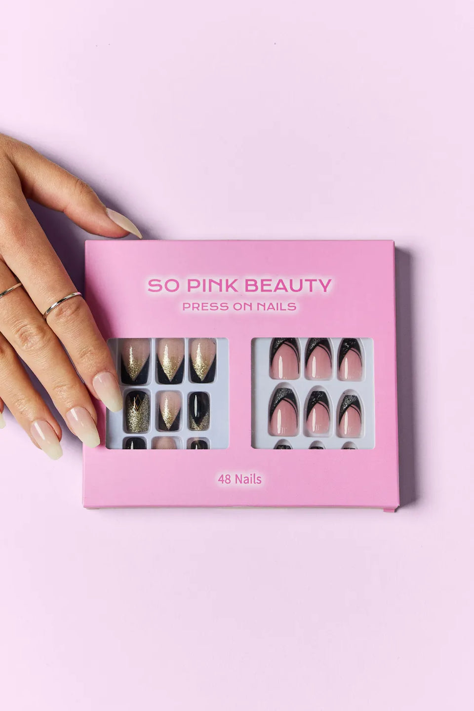 SO PINK BEAUTY Press-On Nails 2-Pack – Elegance, Nova, Ocean Pearl, Pretty in Pink, French Fantasy
