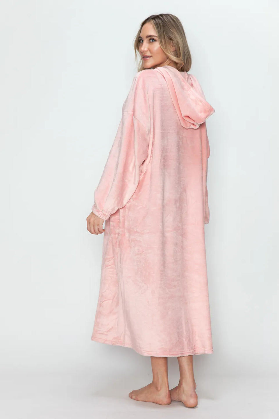Double Take Pocketed Hooded Midi Lounge Dress