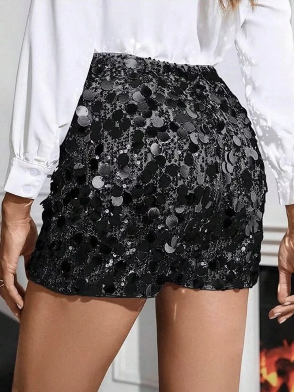 High-Waisted Sequin Shorts