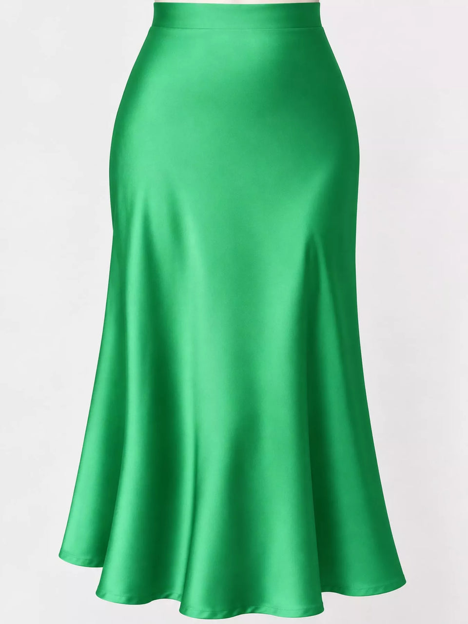 High-Waisted Satin Midi Skirt