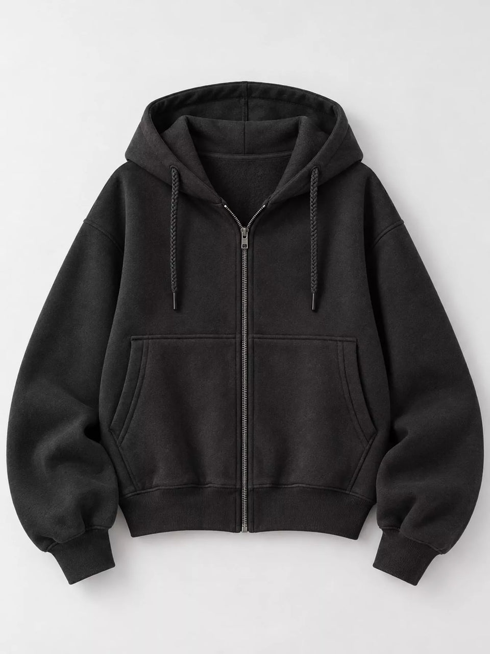 Oversized Zip-Up Cropped Hoodie
