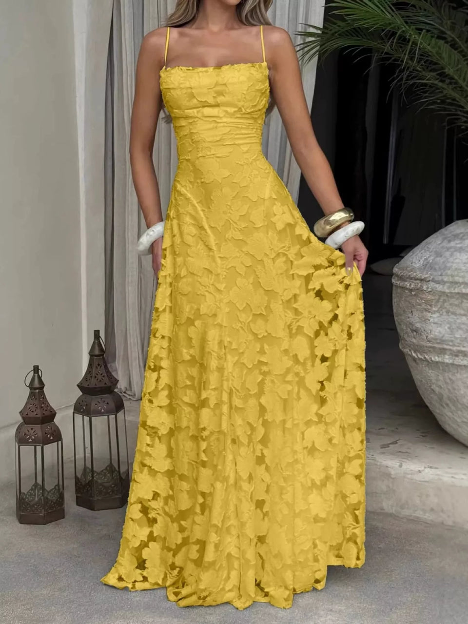 Backless Lace Maxi Dress