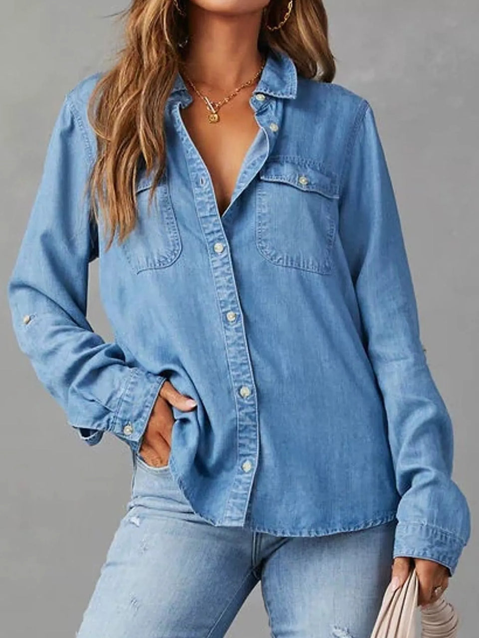 Classic Button-Down Denim Shirt