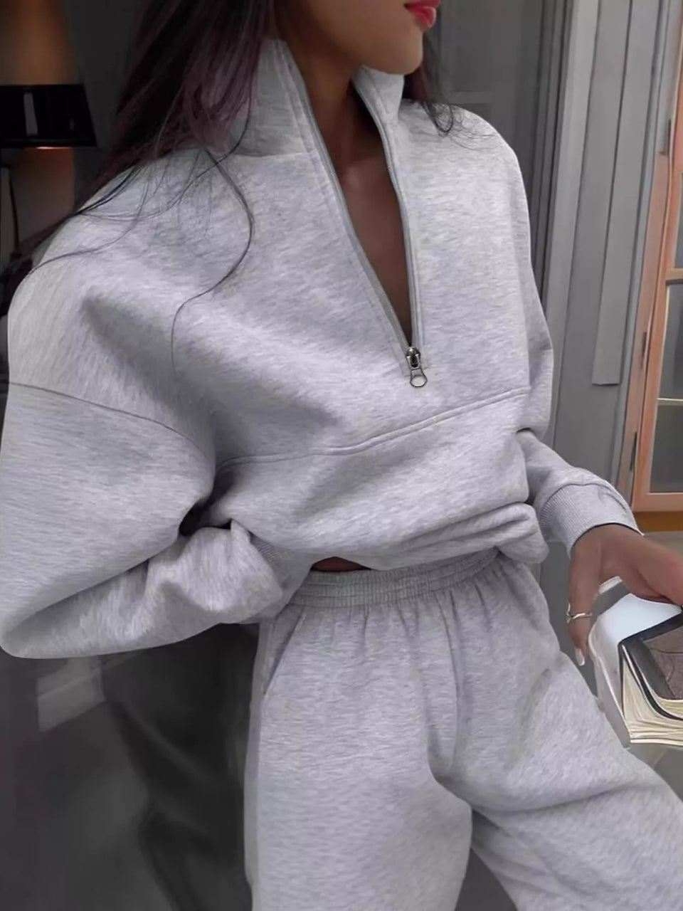 Half-Zip Sweatshirt and Joggers Set