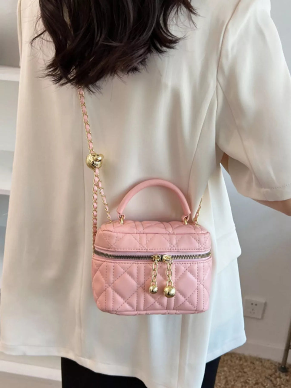 Quilted Top Handle Crossbody Bag