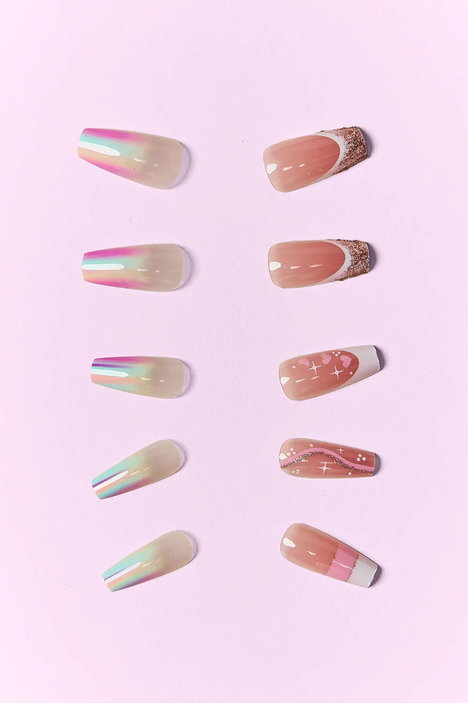 SO PINK BEAUTY Press-On Nails 2-Pack – Marbled Magic, Lover Girl, Dreamy, Heartbreaker