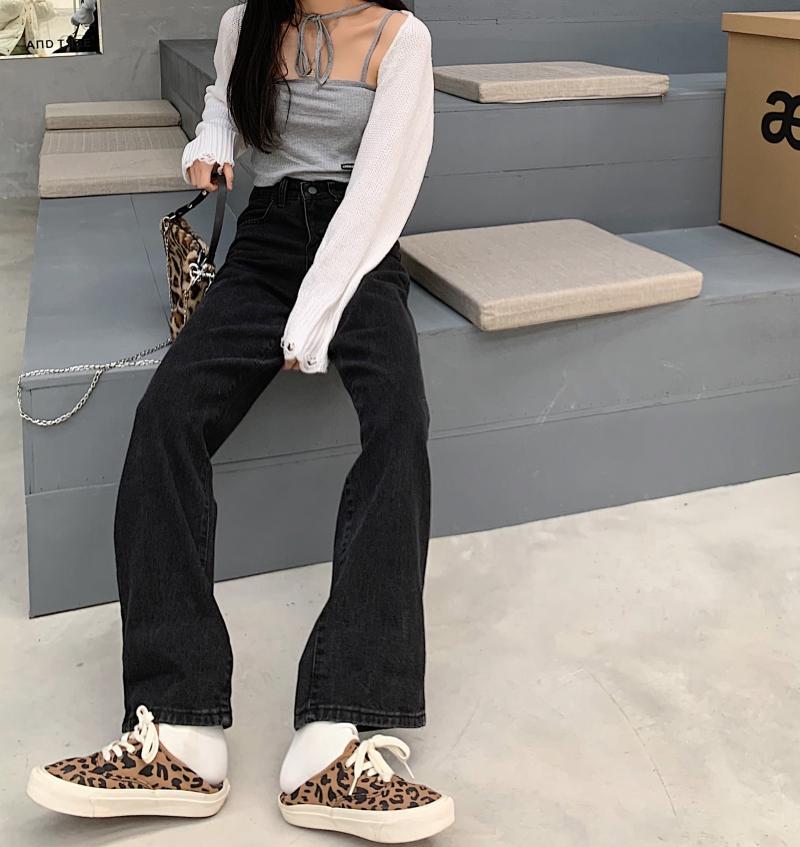 Vida slitna jeans med hög midja
