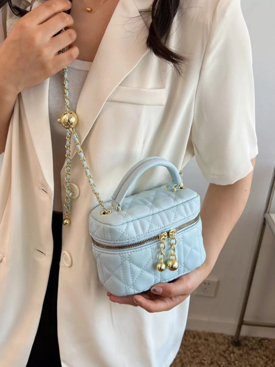 Quilted Top Handle Crossbody Bag