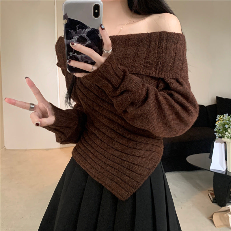 Asymmetrisk off shoulder-tröja