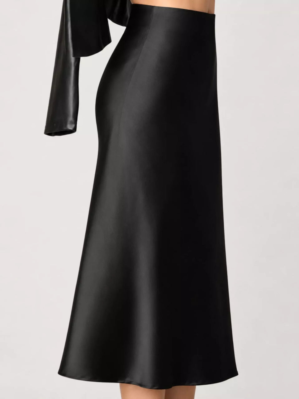 High-Waisted Satin Midi Skirt