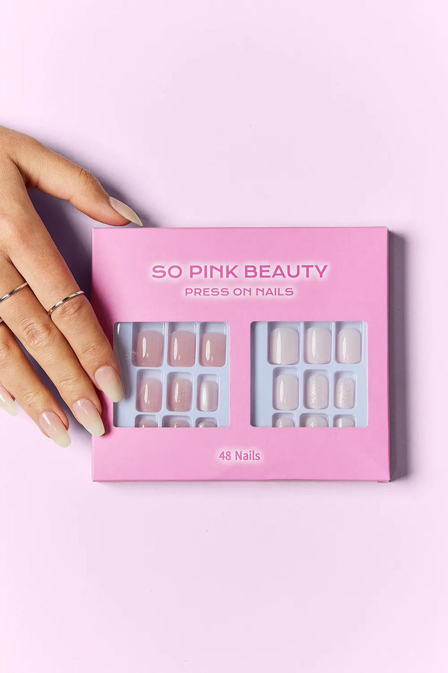 SO PINK BEAUTY Press-On Nails 2-Pack – Elegance, Nova, Ocean Pearl, Pretty in Pink, French Fantasy