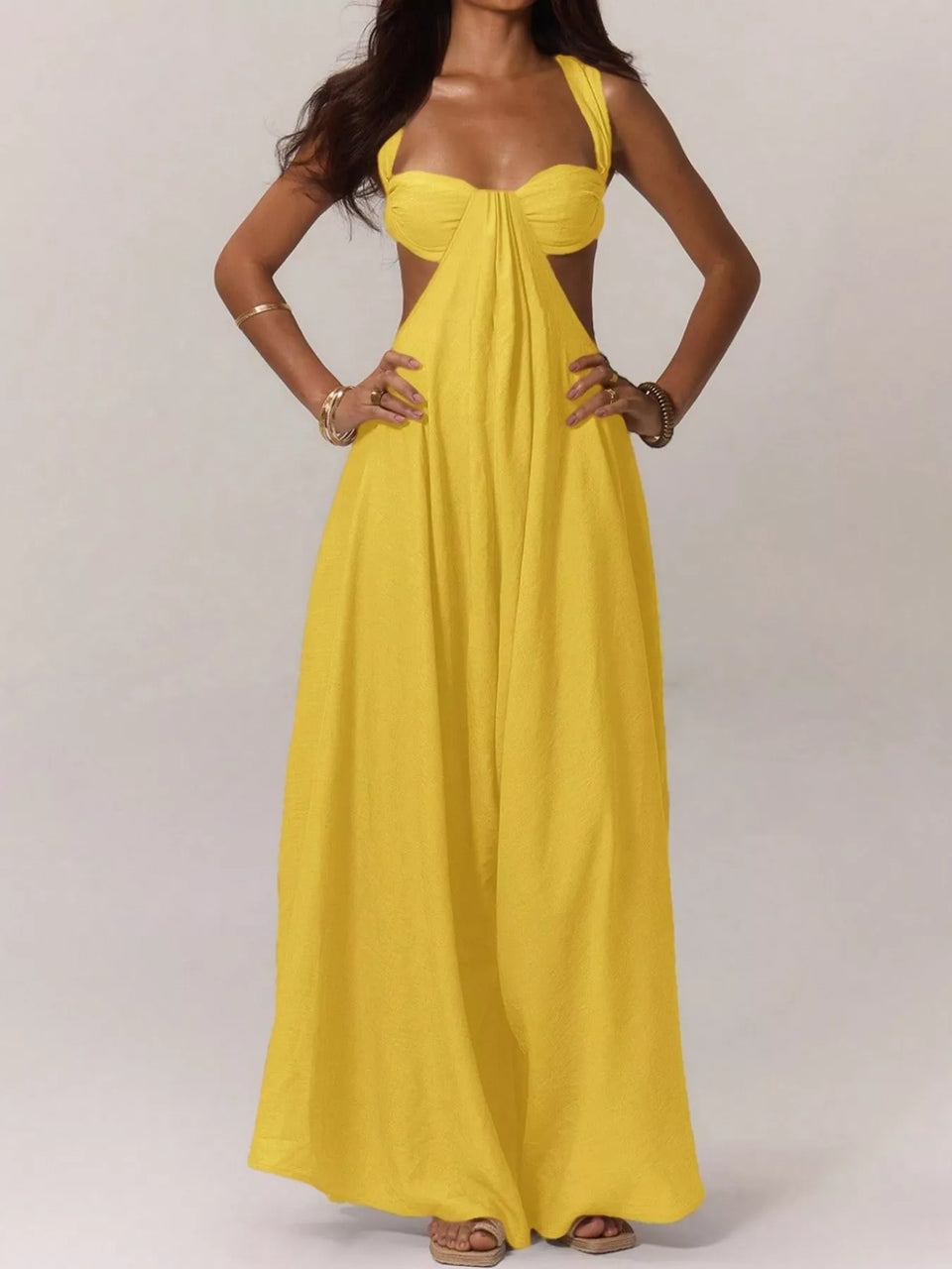 Backless Wide-Leg Jumpsuit with Cut-out Detail