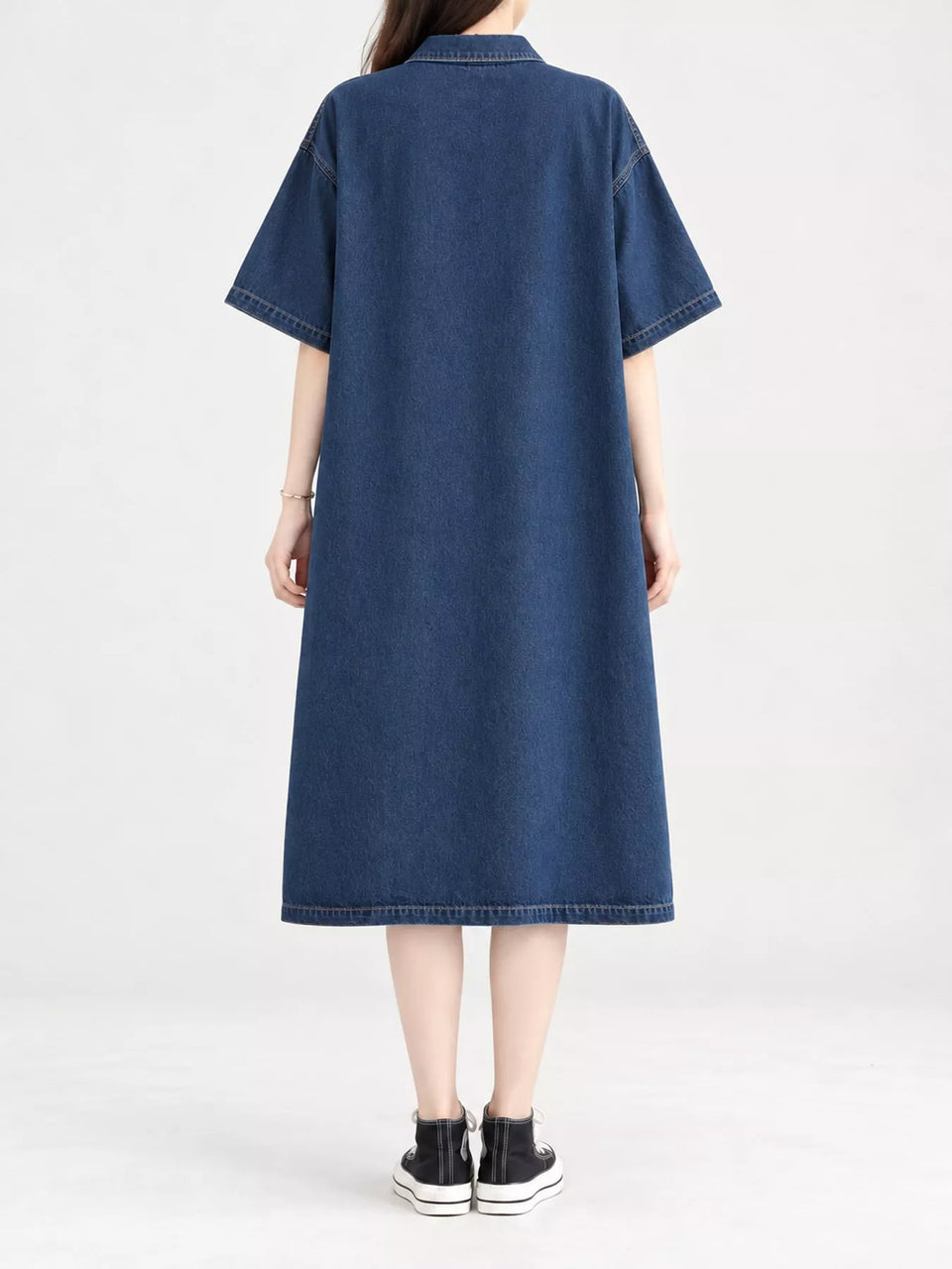 Button Front Denim Shirt Dress