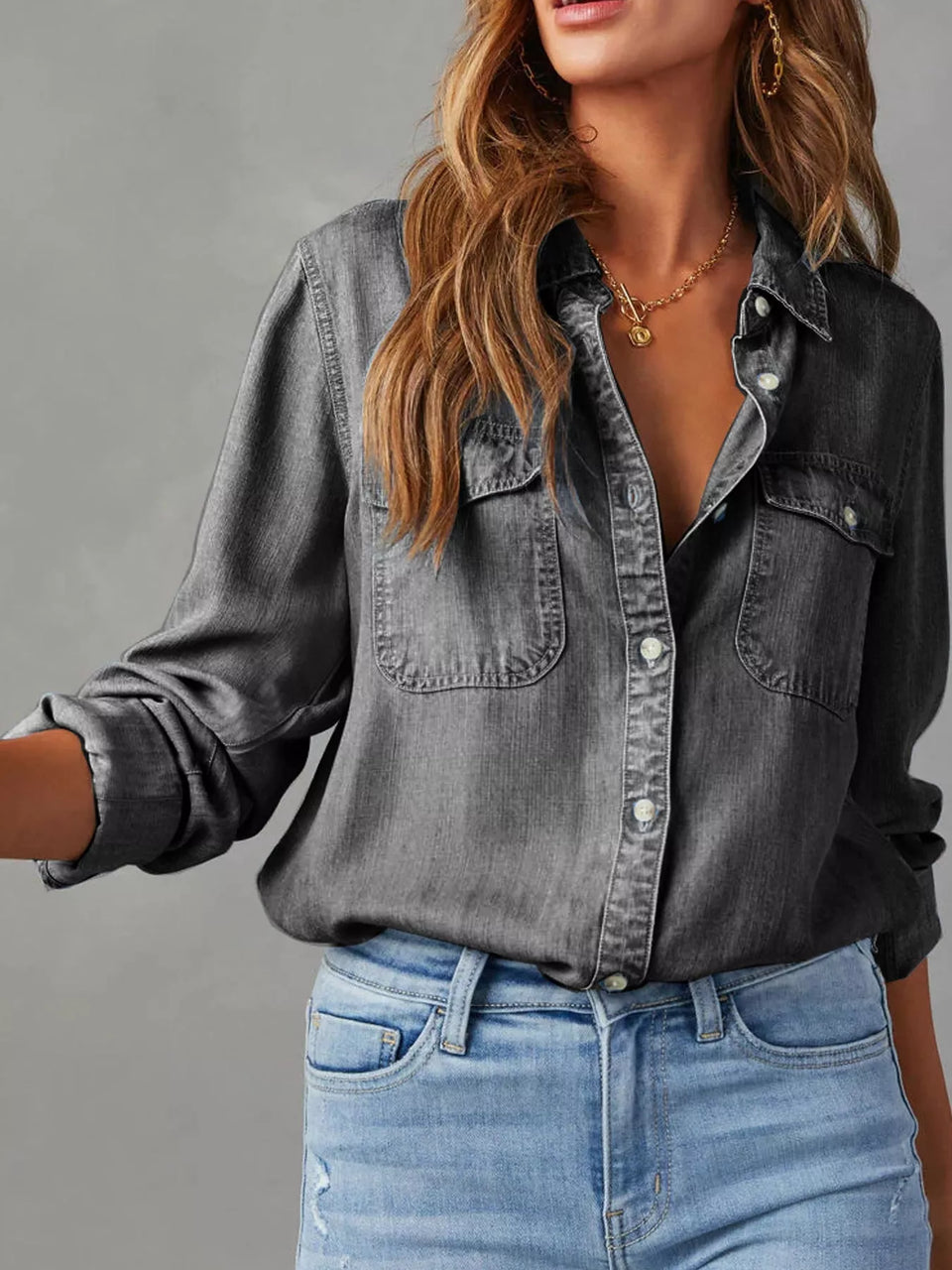 Classic Button-Down Denim Shirt