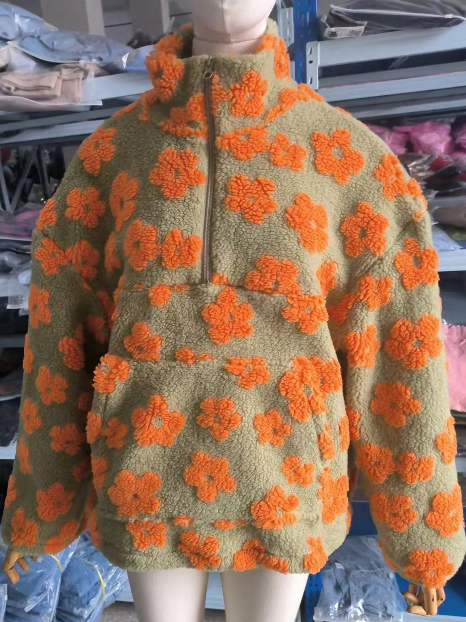 Quarter-Zip Sherpa Sweatshirt