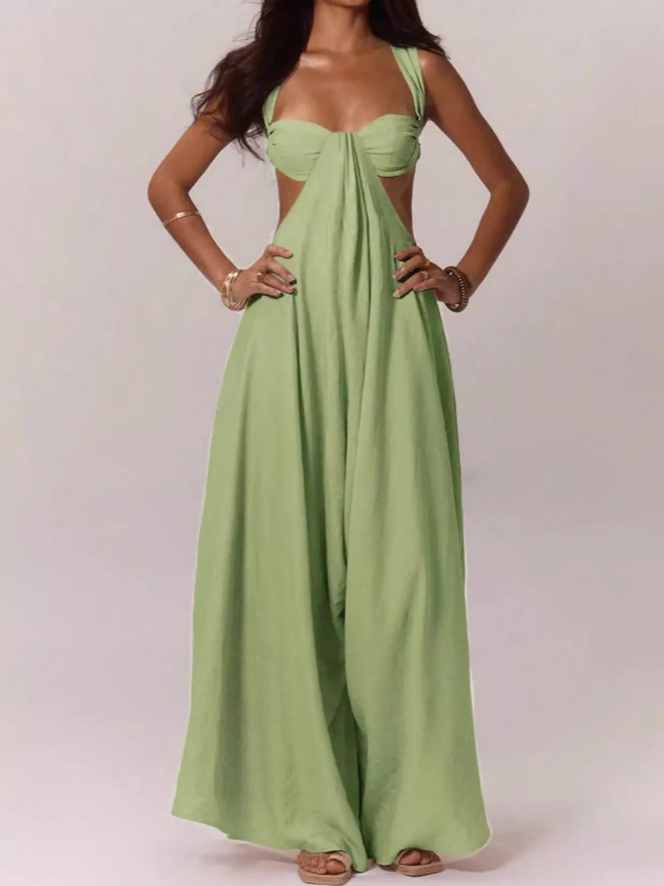 Backless Wide-Leg Jumpsuit with Cut-out Detail