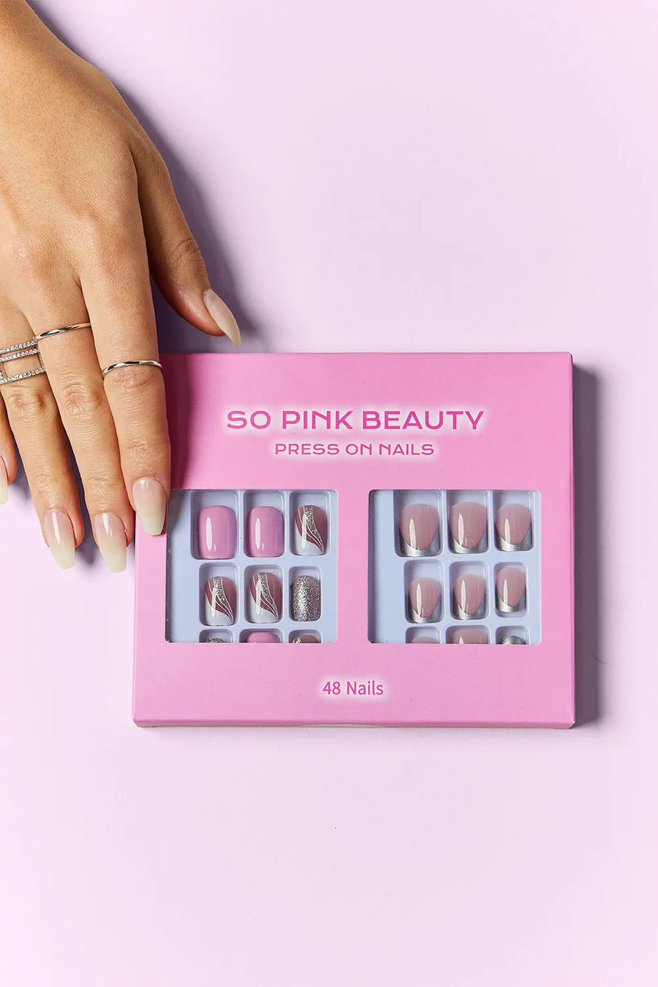 SO PINK BEAUTY Press-On Nails 2-Pack – Elegance, Nova, Ocean Pearl, Pretty in Pink, French Fantasy