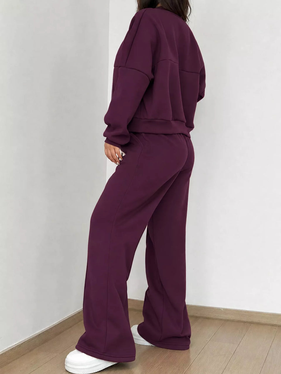 Casual Zip-Up Jacket and Wide-Leg Sweatpants Set