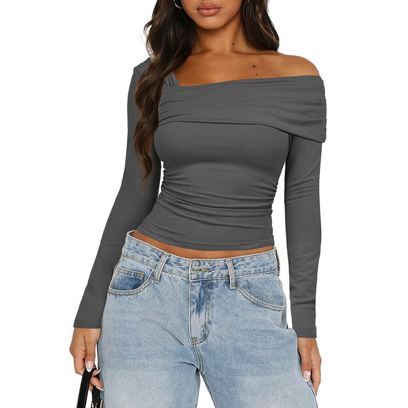 Off shoulder-topp med långa ärmar