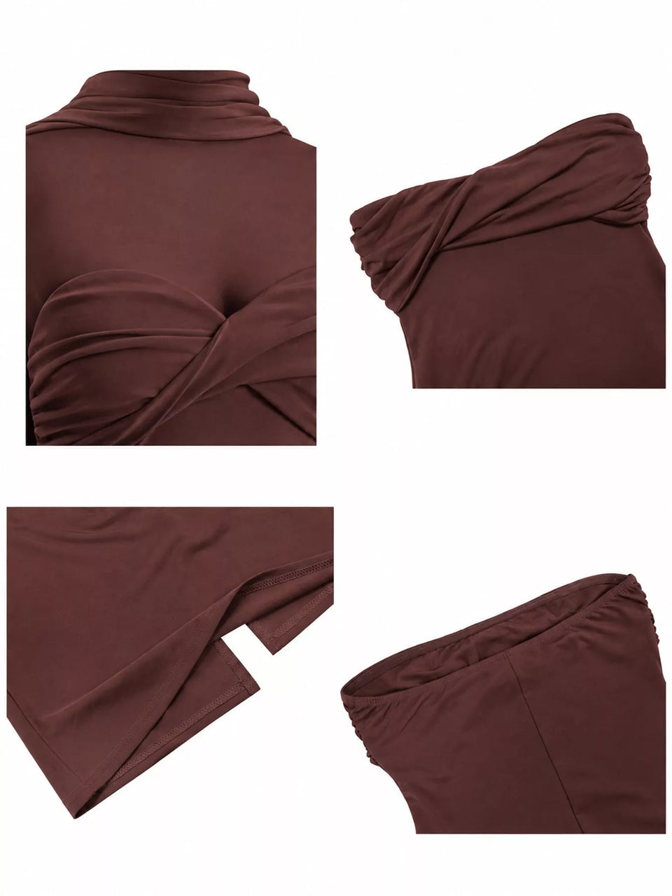 Strapless Ruched Bodycon Maxi Dress with Scarf