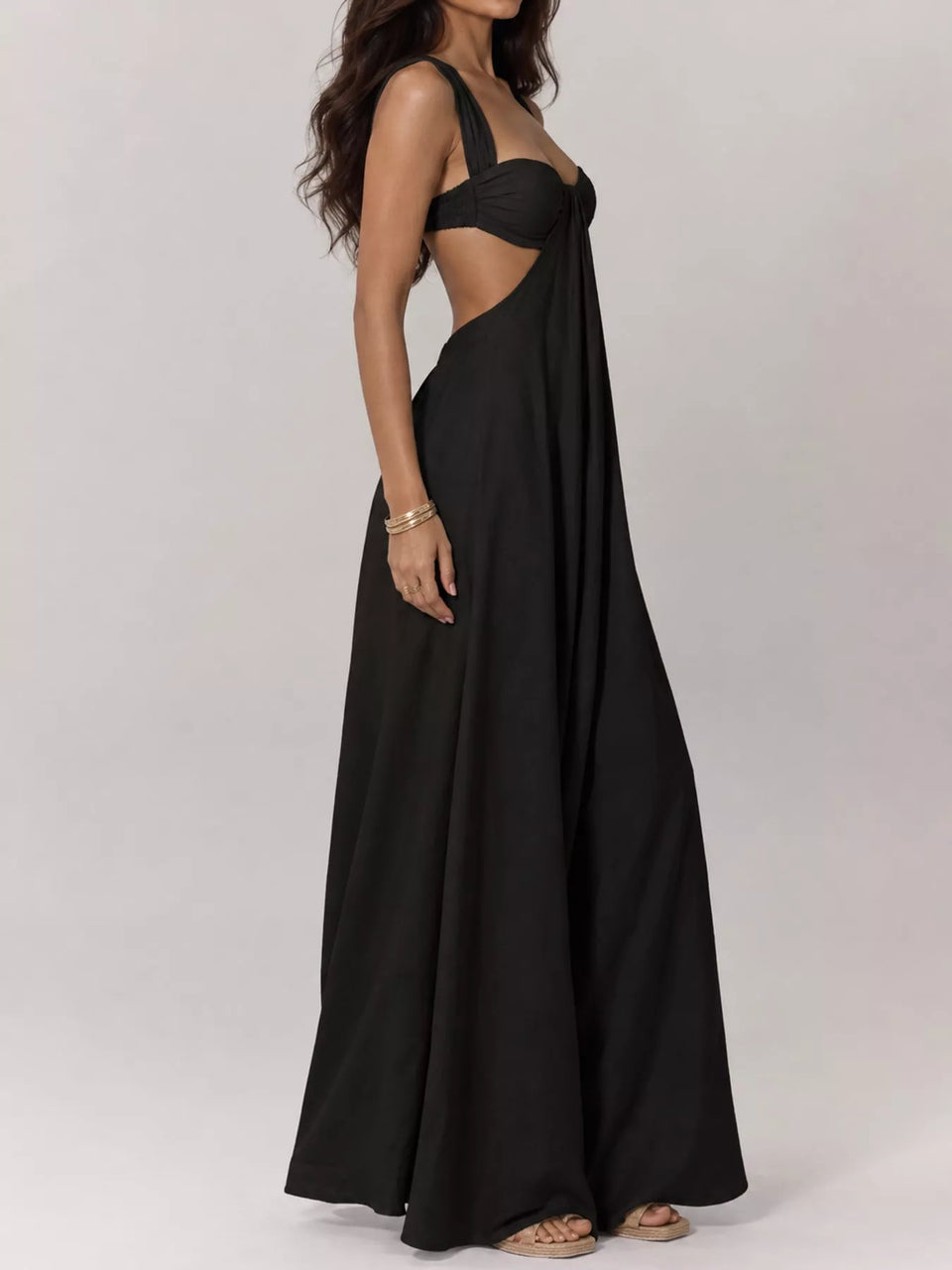 Backless Wide-Leg Jumpsuit with Cut-out Detail