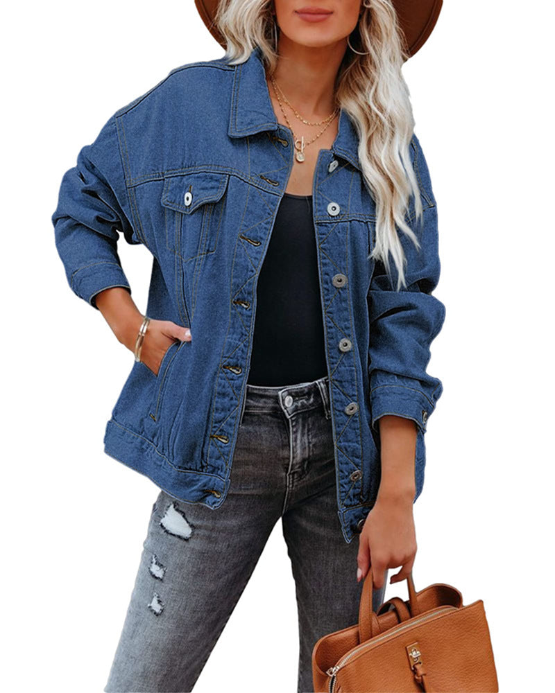Kort oversize jeansjacka