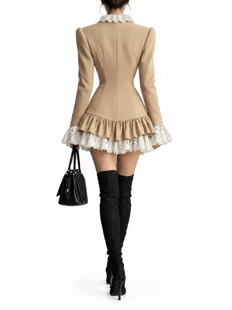 Lace Trim Blazer Dress