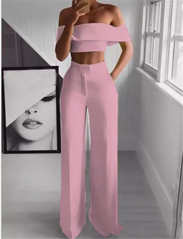 Set med off shoulder-topp och vida byxor