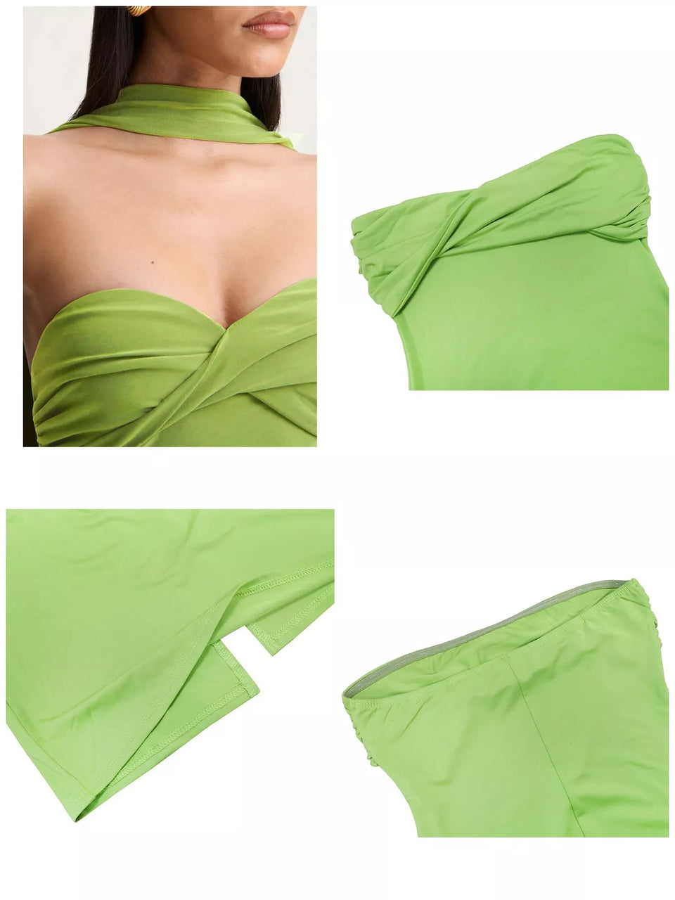 Strapless Ruched Bodycon Maxi Dress with Scarf