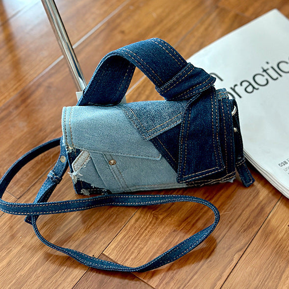 Denimväska crossbody med tygkedja