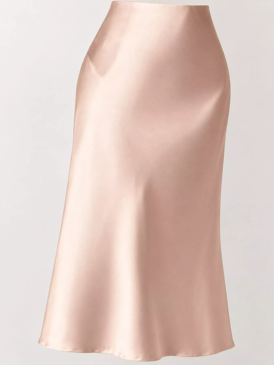 High-Waisted Satin Midi Skirt