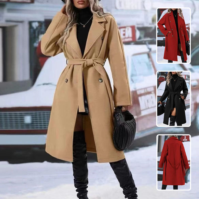 Dubbelknäppt trenchcoat med skärp
