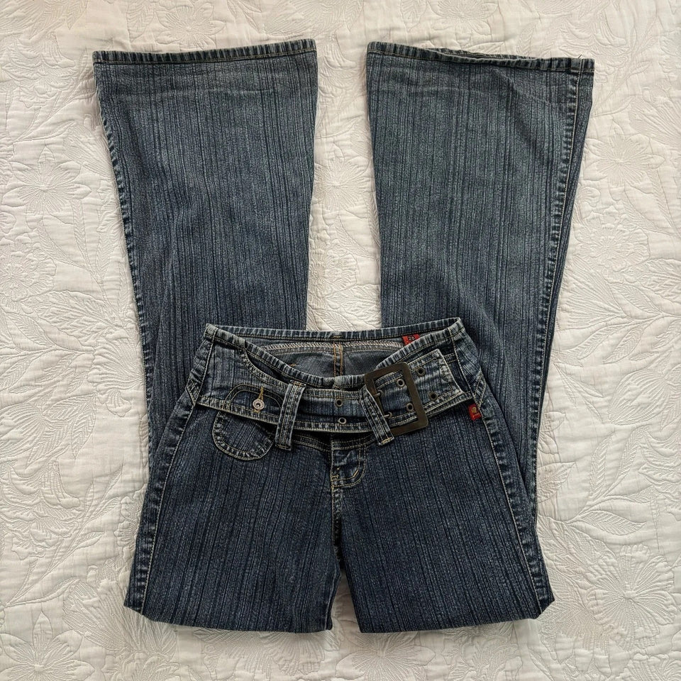Retro bootcut-jeans med låg midja