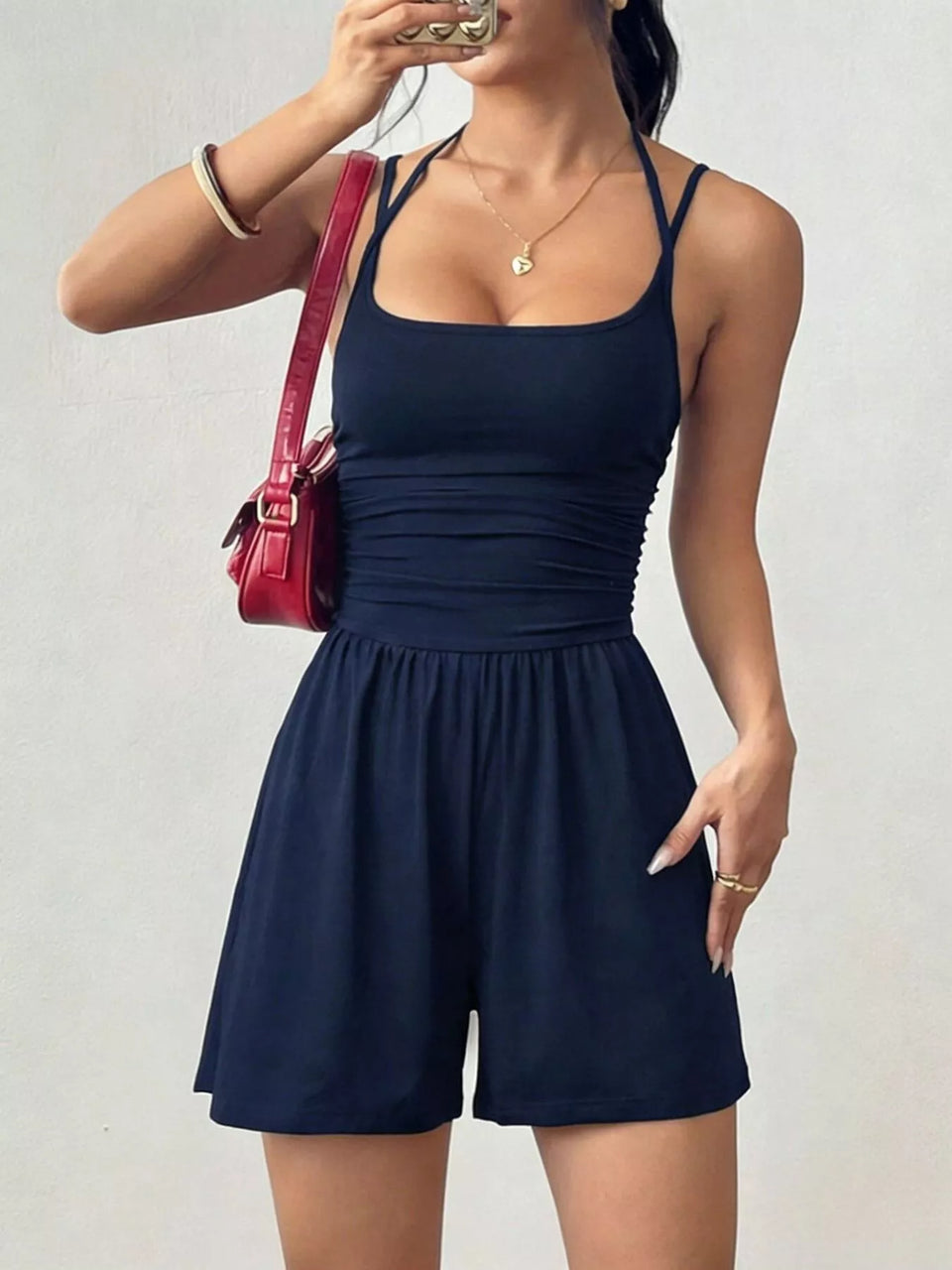 Ruched Spaghetti Strap Romper